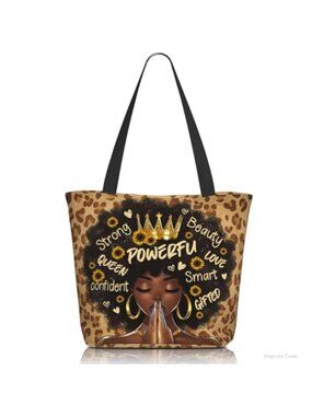 African American Women Art Tote Bag Large Polyester Shoulder Handbag
